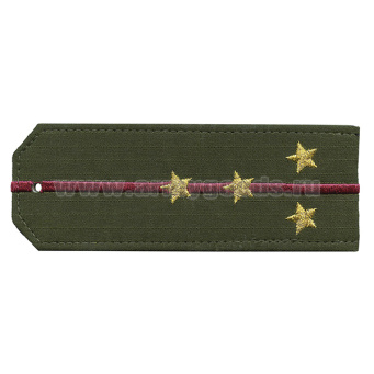 Погоны «машинная вышивка» оливк. (ткань rip-stop) c 1 вышит. краповым просв. с вышитыми звездами (капитан) на костюм офисный