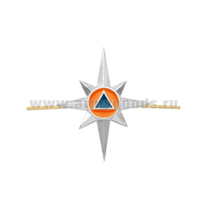 Эмбл. петл. мет. МЧС нов/обр (роза ветров) серебр.