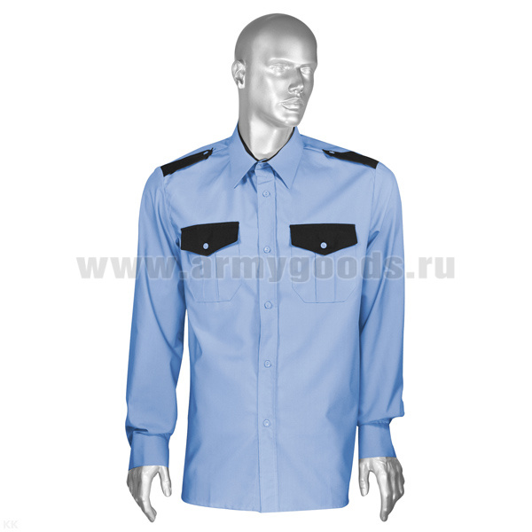 Рубашка Охранника (дл.рук) голубая р-ры с 37 по 46