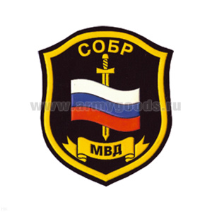 Шеврон пластизолевый СОБР МВД (щит с флагом и мечом)