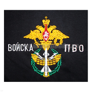 Футболка с вышивкой на груди Войска ПВО (эмблема), черн.