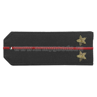 Погоны из рубаш. ткани черн. (Rip-Stop) c 1 вышит. красным пр. вышит. канит. (лейтенант) на костюм офисный