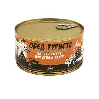 Консервы мясные кусковые Обед туриста (мясная смесь для супа и каши) 325 г до 05.2026 и ранее