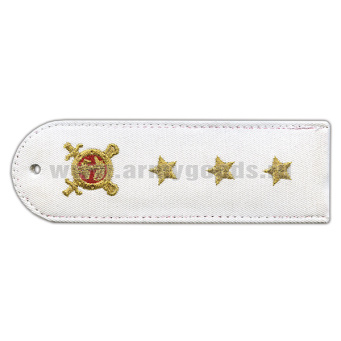 Погоны «машинная вышивка» из рубаш. ткани Полиция без канта белые с вышит. эмблемой (ст. прапор.) плас