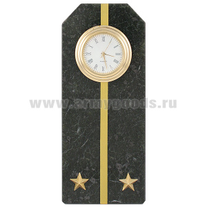 Часы сувенирные настольные (камень змеевик черный) Погон Лейтенант ВМФ