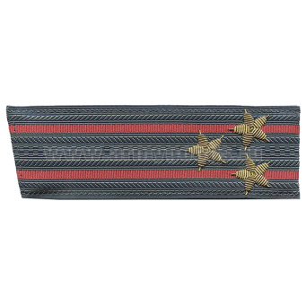 Погоны серые 2 красн. пр., вышит. канителью (полковник) со скосом