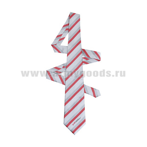 Галстук-самовяз форменный РЖД (для среднего состава) светло-серый с красными и серыми полосками
