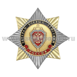 Значок мет. Орден-звезда Ветеран боевых действий (щит и меч)