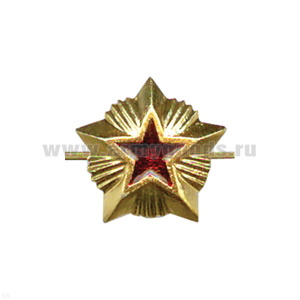 Звезда на погоны мет. 20 мм Таможня (зол. с красной эмалью)