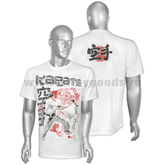 Футболка с рис краской Карате (белая) (ЗВ)