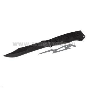 Нож НОКС Волк-3 (рукоятка пластик, клинок черный) 27,5 см + инструмент Заноза