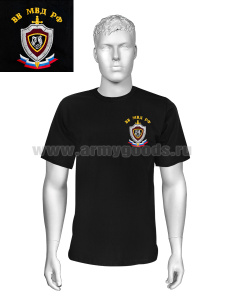 Футболка с вышивкой на груди ВВ МВД РФ (тигр) черн.