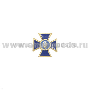 Значок мет. Крест мал. (12 мм) с гербом Украины синий