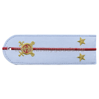 Погоны «машинная вышивка» из рубаш. ткани Полиция без канта бледно-голуб. с вышит. эмблемой (лейтенант) пластик