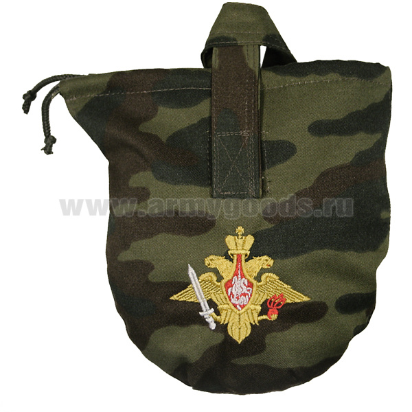 Чехол для фляги армейской (ткань "флора") вышитый Сухопутные войска (эмблема нов/обр)