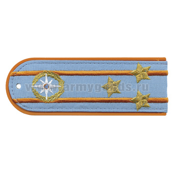 Погоны «машинная вышивка» из рубаш. ткани МЧС голубые с вышит. эмблемой (полковник) пластик