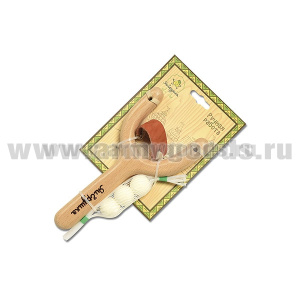 Игрушка деревянная Рогатка с 3-мя шариками (бук, нат. кожа) 20х10х2 см