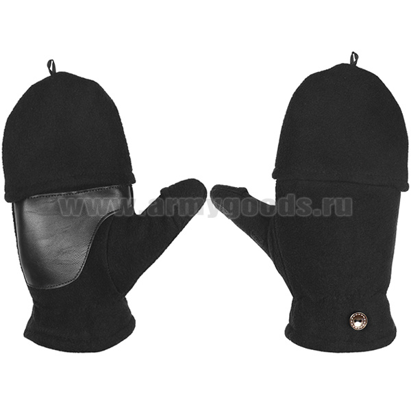 Рукавицы-перчатки с обрез. пальцами (флисовые двойные) пуговица/липучка (по наличиию на складе) черные