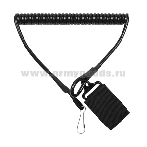 Шнур страховочный кевларовый с карабином и шлевкой на липучке (черный) Китай
