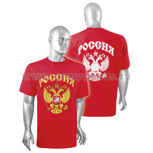 Футболка с рисунком краской Россия (красная)