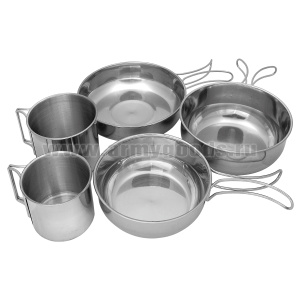 Набор посуды (2 кружки, 3 миски) со складными ручками, нерж/сталь