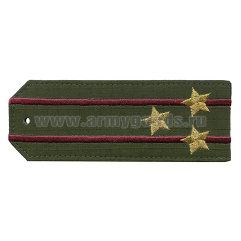 Погоны «машинная вышивка» оливк. (ткань rip-stop) c 2 вышит. краповым просв. с вышитыми звездами (полковник) на костюм офисный