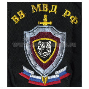 Футболка с вышивкой на груди ВВ МВД РФ (тигр) черн.