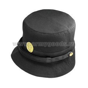 Шляпа женская офисная повседневная черная (ткань Rip-Stop) c вышит. малой кокардой ВМФ (ТУ 858-6445-2016)