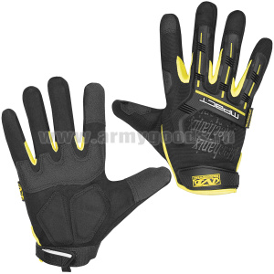Перчатки тактические Mechanix Wear M-Pact с накладками из термопластичной резины черные с желтыми вставками