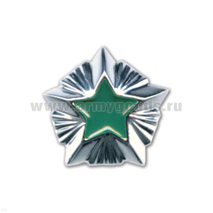 Звезда на погоны пласт. 20 мм Общегражданская (серебр. с зелен. краской)