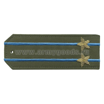 Погоны из рубаш. ткани оливк. (Rip-Stop) c 2 вышит. голуб. пр. вышит. канит. (подполковник) на костюм офисный