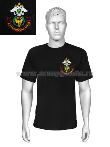 Футболка с вышивкой на груди Железнодорожные войска, черн.