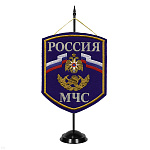 Вымпел вышит. на подст. Россия МЧС (с каской ГПС, син. фон)
