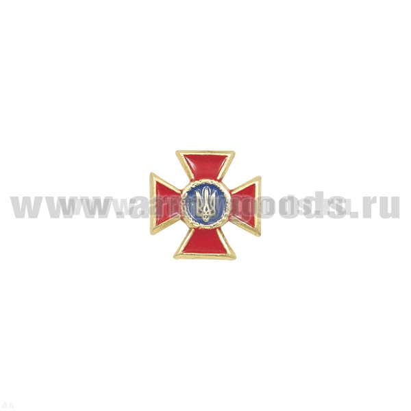 Значок мет. Крест мал. (12 мм) с гербом Украины красный