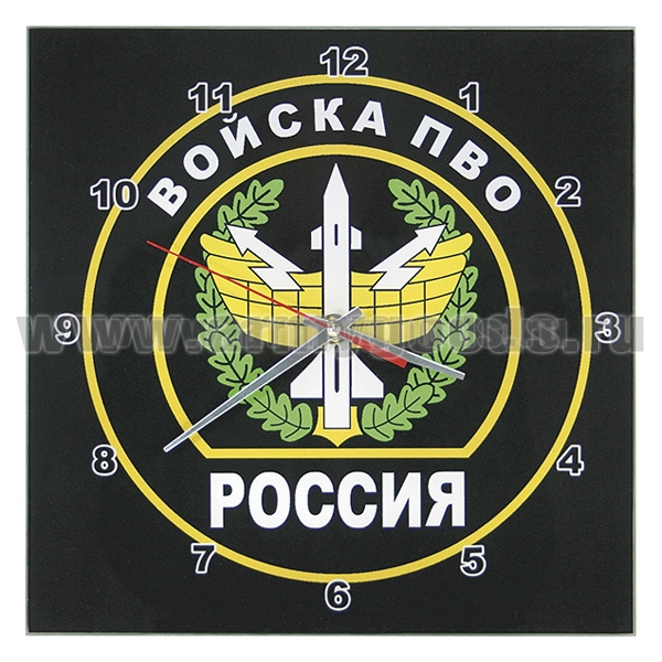 Часы настенные стеклянные Войска ПВО (28x28 см)