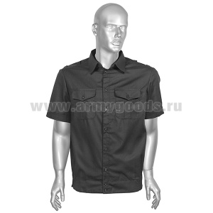 Рубашка мужская (кор.рук.) черная ткань Rip-Stop (к офисному костюму)