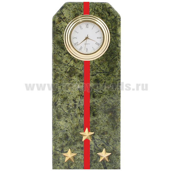 Часы сувенирные настольные (камень змеевик зеленый) Погон Старший лейтенант ВС