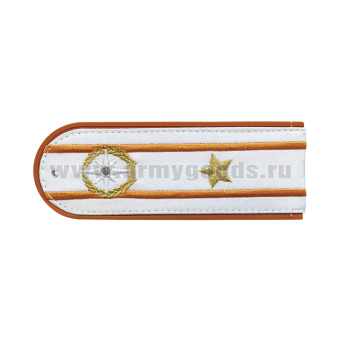 Погоны «машинная вышивка» из рубаш. ткани МЧС белые с вышит. эмблемой (майор) пластик