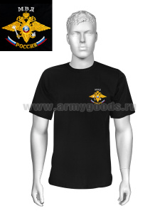 Футболка с вышивкой на груди МВД Россия (орел МВД) черн.