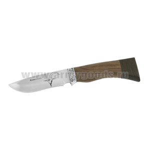 Нож Коза (рукоятка - дерево, клинок - полировка) с гравировкой (надпись+ рисунок) 24 см