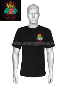 Футболка с вышивкой на груди Нас мало, но мы в тельняшках (краповый берет) черная