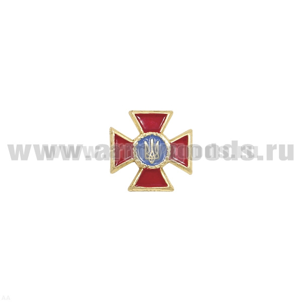 Значок мет. Крест мал. (12 мм) с гербом Украины краповый