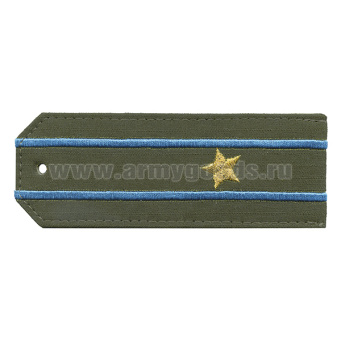 Погоны «машинная вышивка» оливк. (ткань rip-stop) c 2 вышит. голуб. просв. с вышитыми звездами (майор) на костюм офисный