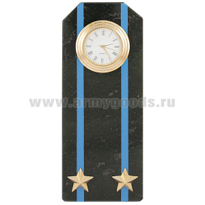 Часы сувенирные настольные (камень змеевик черный) Погон Подполковник Авиации ВМФ
