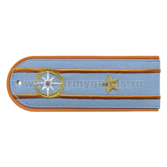Погоны «машинная вышивка» из рубаш. ткани МЧС голубые с вышит. эмблемой (майор) пластик