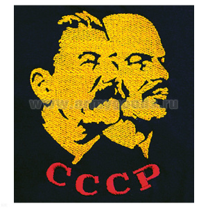 Футболка с вышивкой на груди СССР (Ленин, Сталин) черная