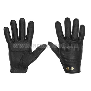 Перчатки кожаные с защитными накладками черные (застежка на кнопке)