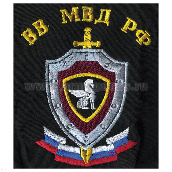 Футболка с вышивкой на груди ВВ МВД РФ (сфинкс) черн. НОВ-480