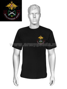 Футболка с вышивкой на груди Мотострелковые войска (эмблема), черн.