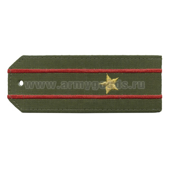 Погоны «машинная вышивка» оливк. (ткань rip-stop) c 2 вышит. красн. просв. с вышитыми звездами (майор) на костюм офисный